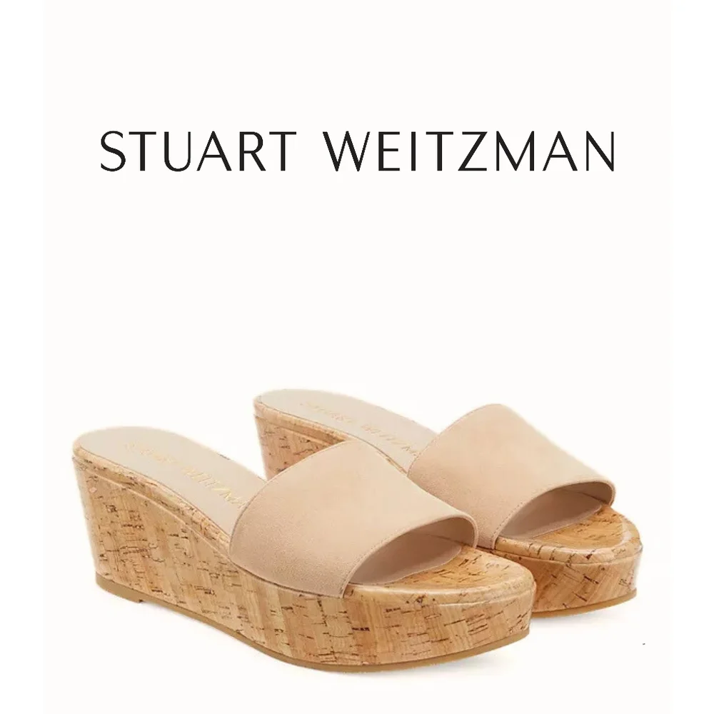 Stuart Weitzman Summer Wedge Sandals Adobe Tan Size 9.5 US - Picture 4 of 6